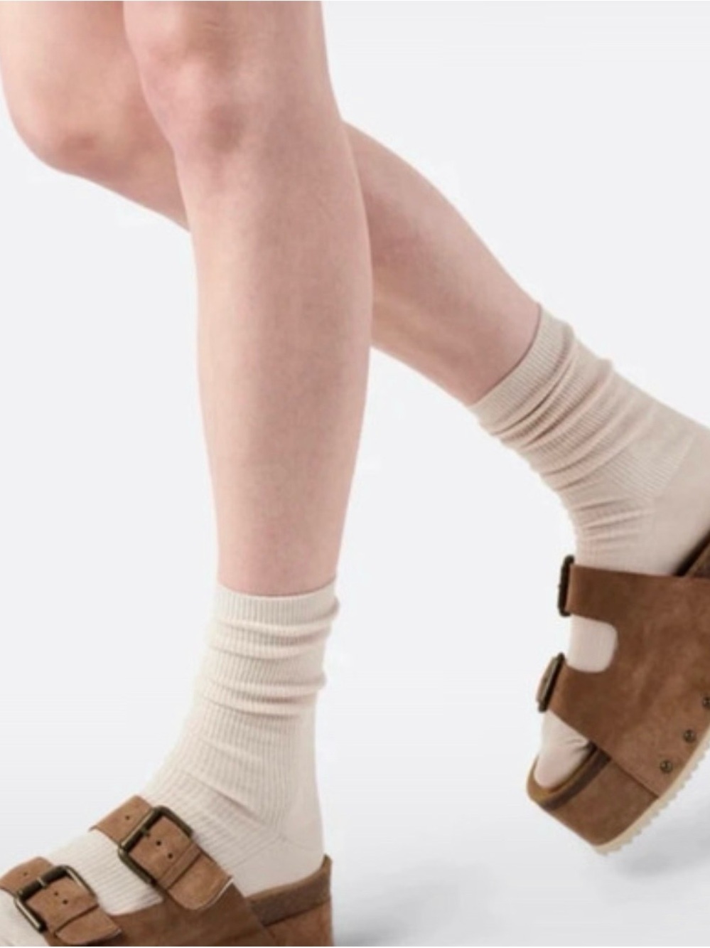 INTENTIONALLY BLANK Suede Buckle Platform Clogs in Brown